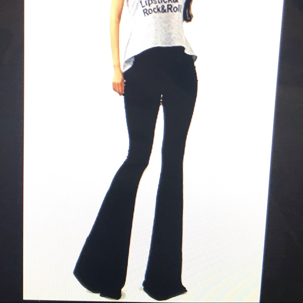 Black WILD FOX Super Flare Bell BOHO Bottom Wide Leg Pants